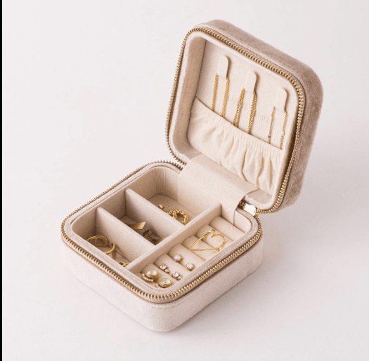 Compact Zippered Jewelry Travel Case